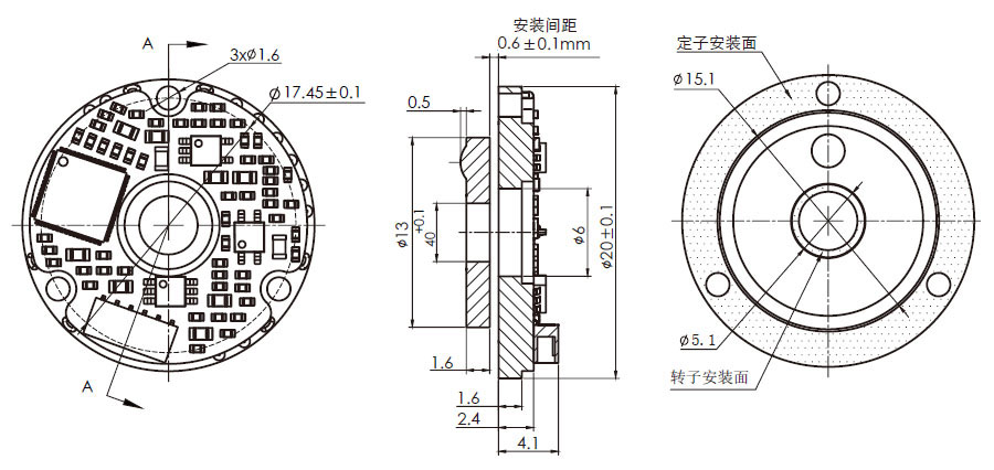 OD 20mm series C系列单编码器 drawing