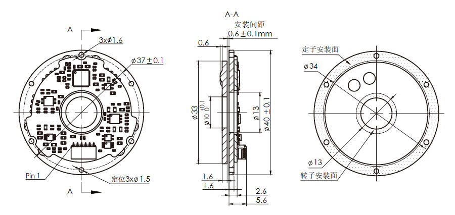 OD 40mm series C系列单编码器 drawing