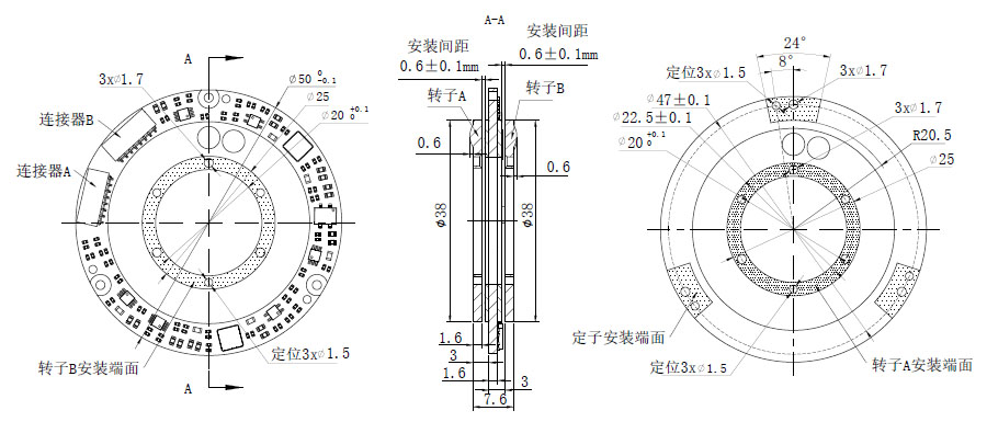OD 50mm series D系列双编码器 drawing