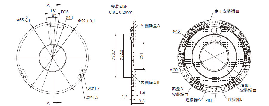 OD 55mm series DP系列双编码器 drawing