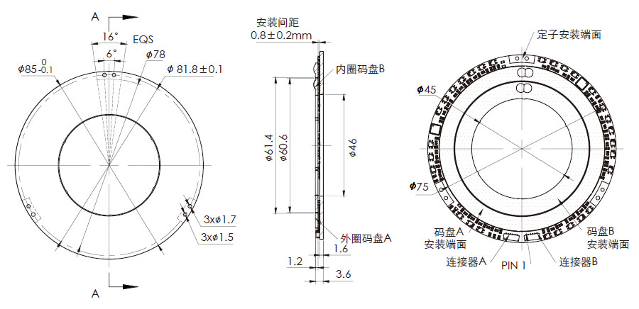 OD 85mm series DP系列双编码器 drawing