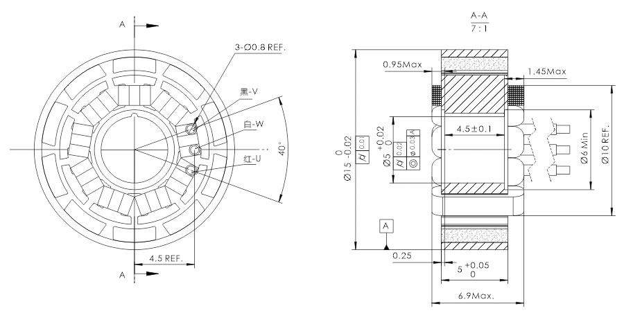 OD 15mm series 无框外传电机 drawing