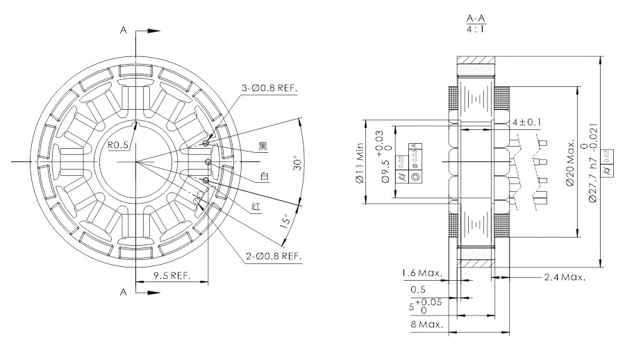 OD 26mm series 无框外转电机 drawing